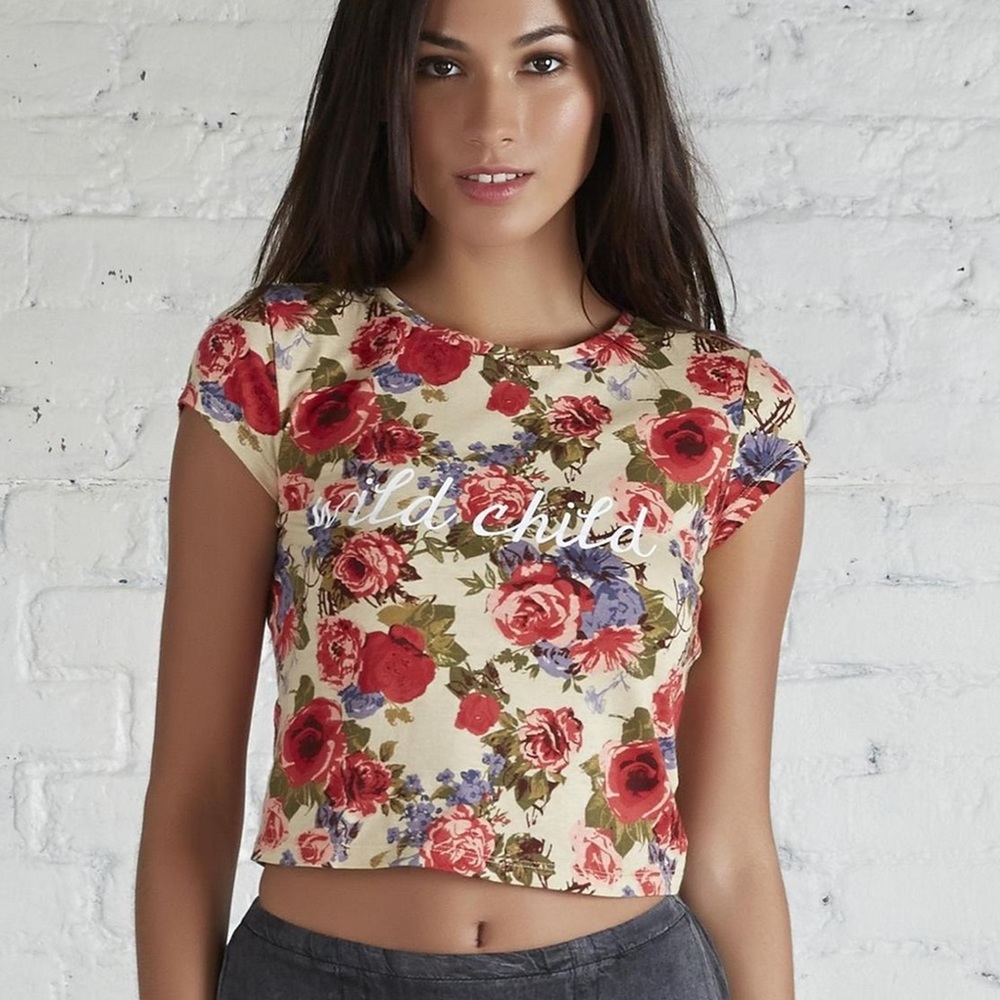 Floral Wild Child Crop Tee